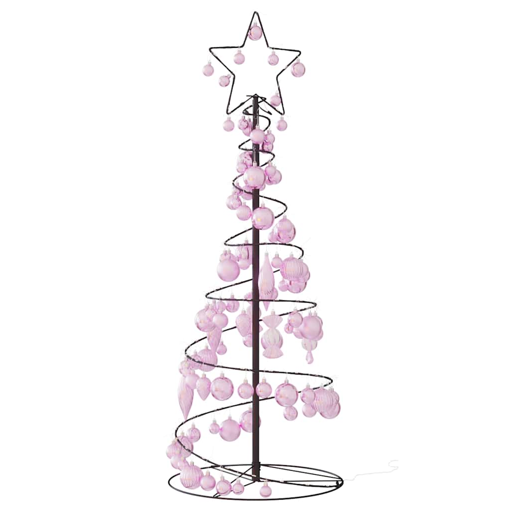 Kerstboom lichtkegel met kerstballen 80 LED's warmwitte 120 cm - AllerleiShop