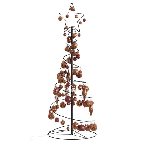 Kerstboom lichtkegel met kerstballen 80 LED's warmwitte 120 cm - AllerleiShop