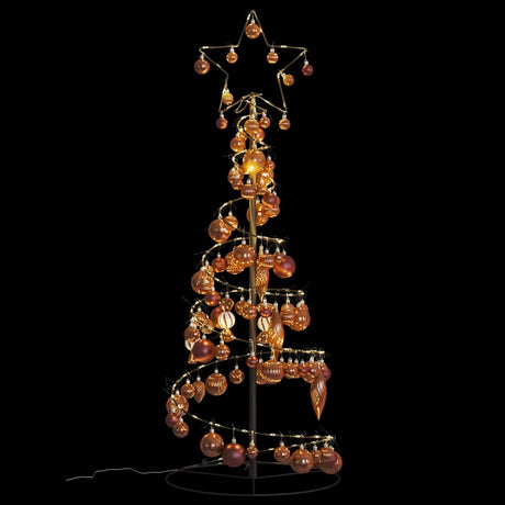 Kerstboom lichtkegel met kerstballen 80 LED's warmwitte 120 cm - AllerleiShop