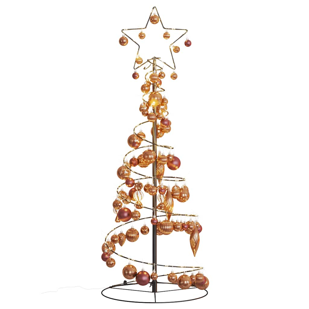 Kerstboom lichtkegel met kerstballen 80 LED's warmwitte 120 cm - AllerleiShop