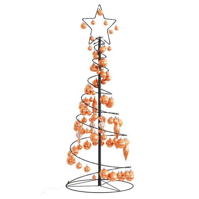 Kerstboom lichtkegel met kerstballen 80 LED's warmwitte 120 cm - AllerleiShop