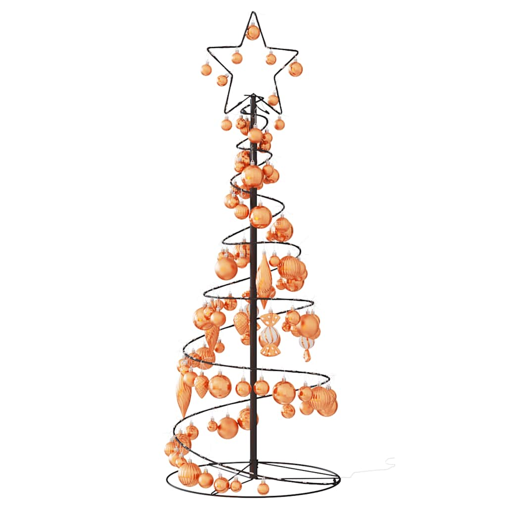 Kerstboom lichtkegel met kerstballen 80 LED's warmwitte 120 cm - AllerleiShop