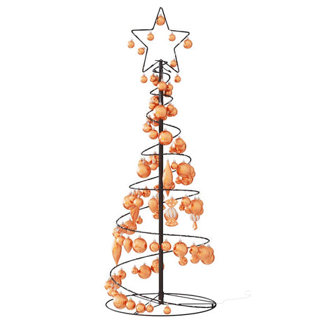 Kerstboom lichtkegel met kerstballen 80 LED's warmwitte 120 cm - AllerleiShop