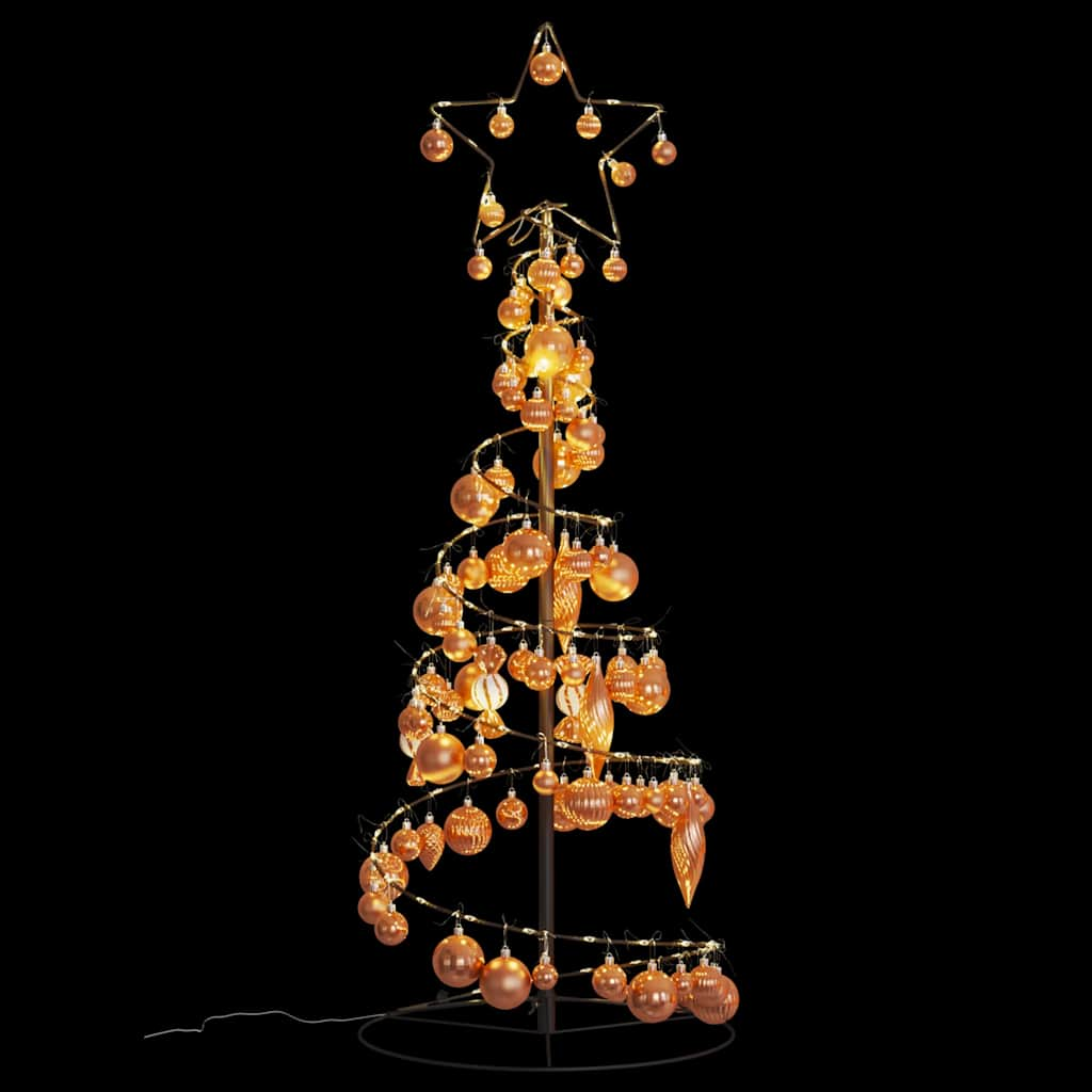 Kerstboom lichtkegel met kerstballen 80 LED's warmwitte 120 cm - AllerleiShop