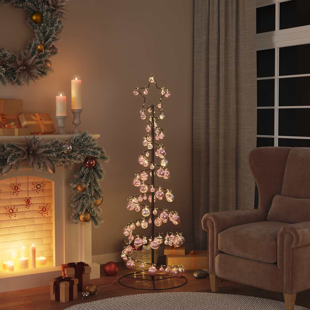 Kerstboom lichtkegel met kerstballen 100 LED's warmwitte 150 cm - AllerleiShop