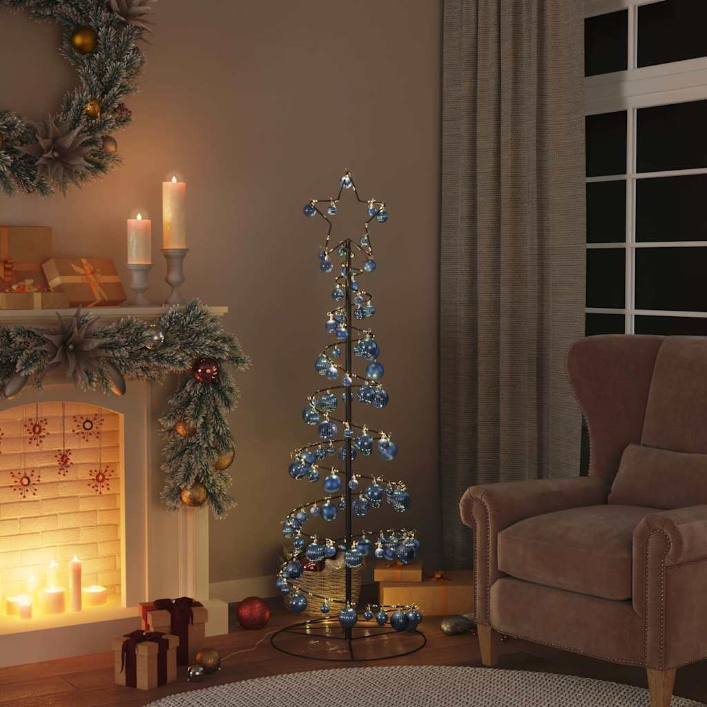 Kerstboom lichtkegel met kerstballen 100 LED's warmwitte 150 cm - AllerleiShop