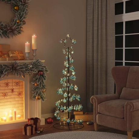 Kerstboom lichtkegel met kerstballen 100 LED's warmwitte 150 cm - AllerleiShop