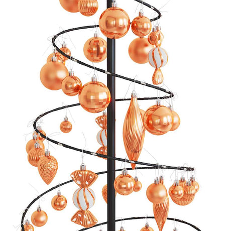 Kerstboom lichtkegel met kerstballen 100 LED's warmwitte 150 cm - AllerleiShop