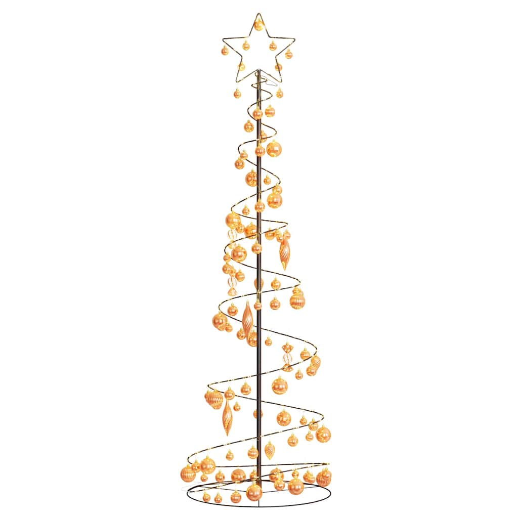 Kerstboom lichtkegel met kerstballen 120 LED's warmwitte 180 cm - AllerleiShop