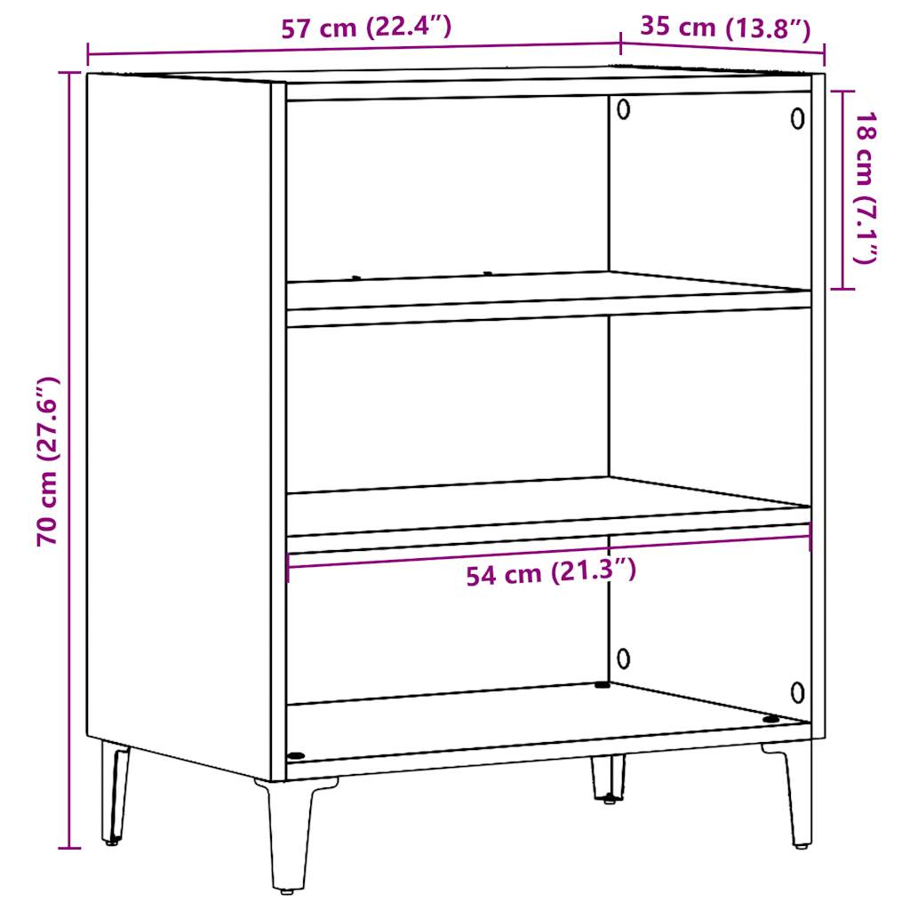 Dressoir 57x35x75 cm bewerkt hout artisanaal eikenkleurig - AllerleiShop