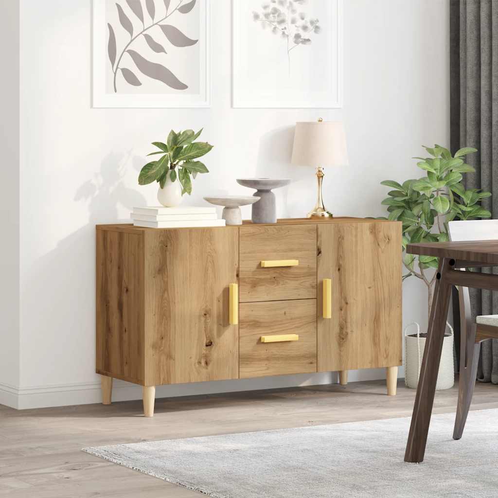 Dressoir 100x36x60 cm bewerkt hout artisanaal eikenkleurig - AllerleiShop