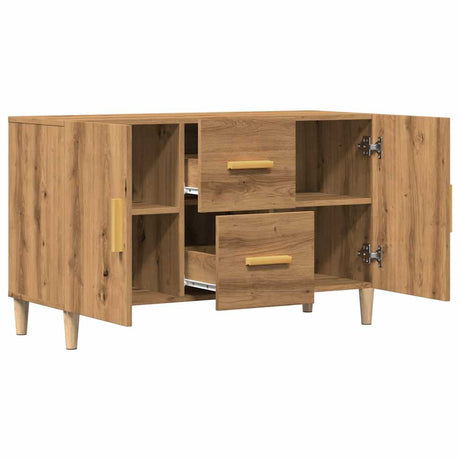 Dressoir 100x36x60 cm bewerkt hout artisanaal eikenkleurig - AllerleiShop