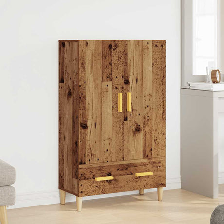 Hoge kast 70x31x115 cm bewerkt hout oud houtkleurig - AllerleiShop