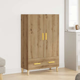 Hoge kast 70x31x115 cm bewerkt hout artisanaal eikenkleur - AllerleiShop