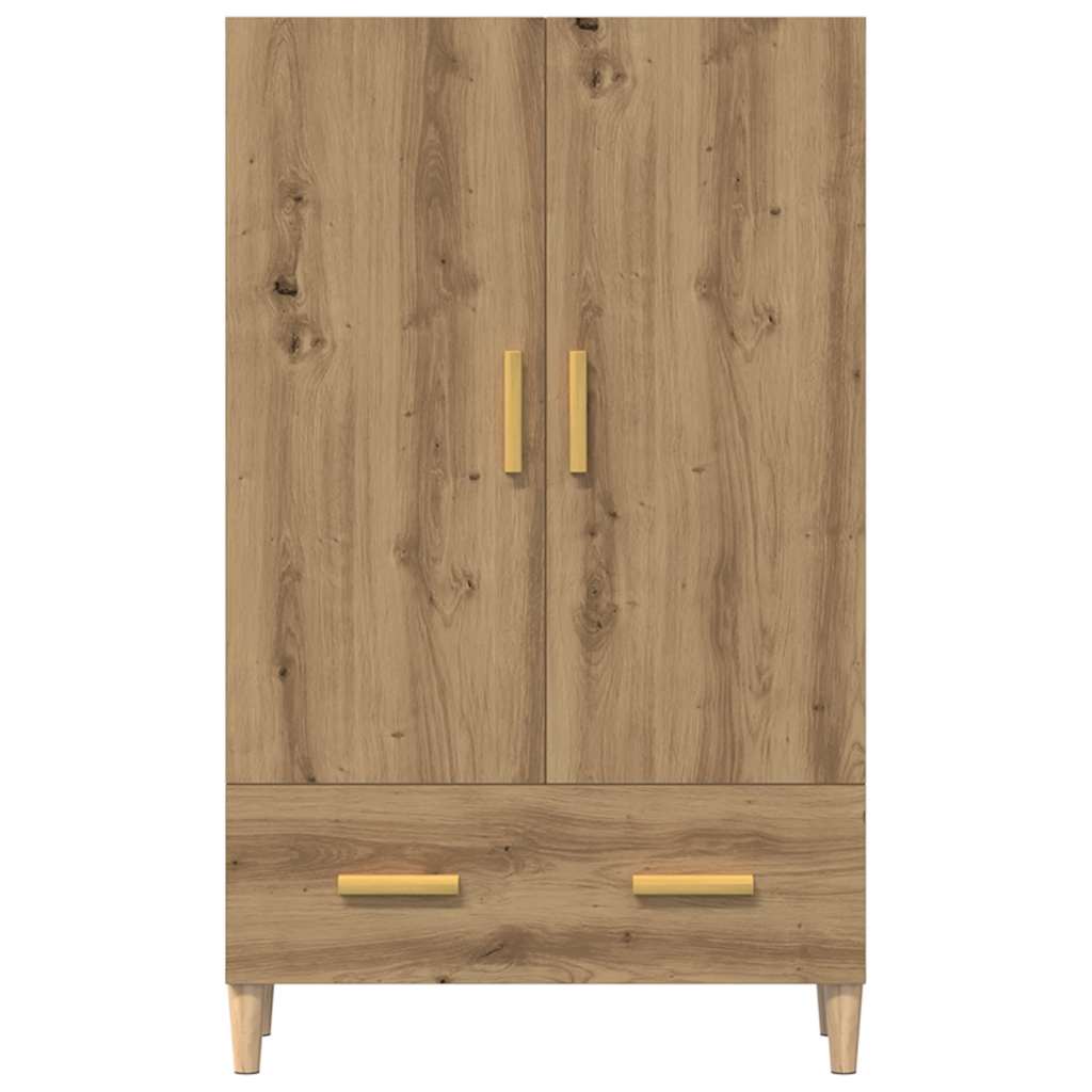 Hoge kast 70x31x115 cm bewerkt hout artisanaal eikenkleur - AllerleiShop