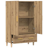 Hoge kast 70x31x115 cm bewerkt hout artisanaal eikenkleur - AllerleiShop