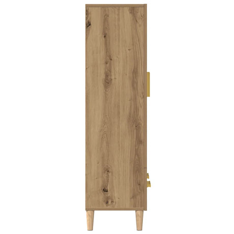 Hoge kast 70x31x115 cm bewerkt hout artisanaal eikenkleur - AllerleiShop