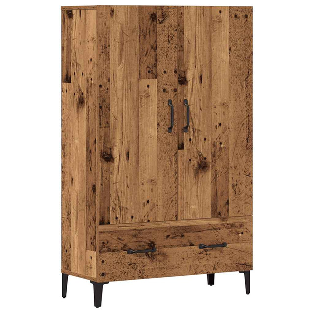 Hoge kast 70x31x115 cm bewerkt hout oud houtkleurig - AllerleiShop