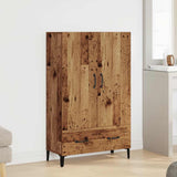 Hoge kast 70x31x115 cm bewerkt hout oud houtkleurig - AllerleiShop