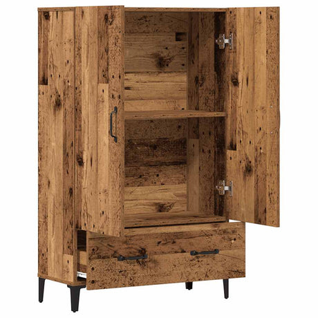 Hoge kast 70x31x115 cm bewerkt hout oud houtkleurig - AllerleiShop