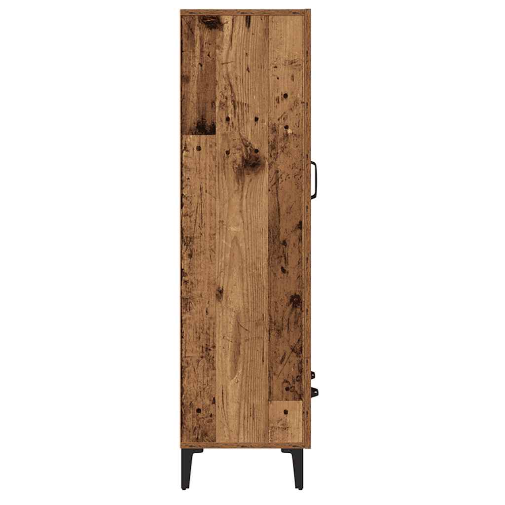 Hoge kast 70x31x115 cm bewerkt hout oud houtkleurig - AllerleiShop