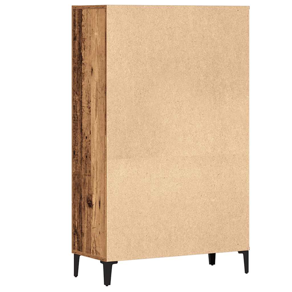 Hoge kast 70x31x115 cm bewerkt hout oud houtkleurig - AllerleiShop