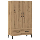 Hoge kast 70x31x115 cm bewerkt hout artisanaal eikenkleur - AllerleiShop