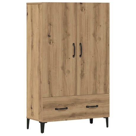 Hoge kast 70x31x115 cm bewerkt hout artisanaal eikenkleur - AllerleiShop