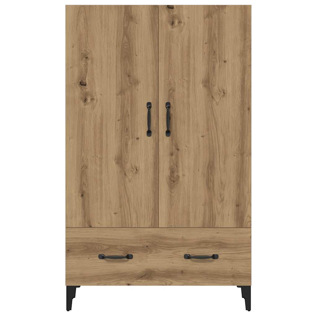 Hoge kast 70x31x115 cm bewerkt hout artisanaal eikenkleur - AllerleiShop