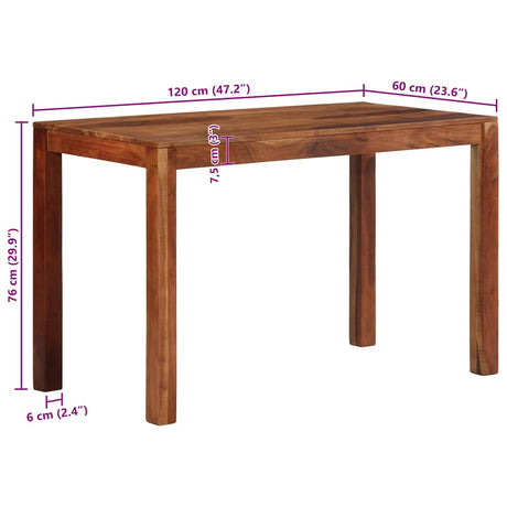 Eettafel 120x60x76 cm massief acaciahout - AllerleiShop