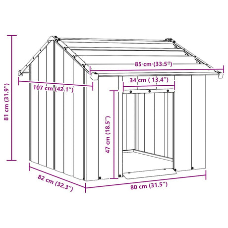 Hondenhok met dak 85x107x81 cm gegalvaniseerd staal - AllerleiShop