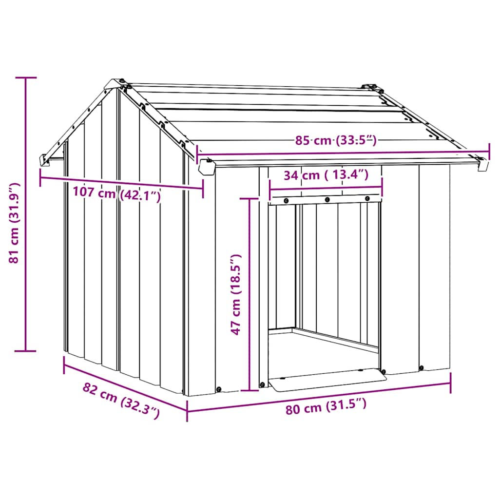 Hondenhok met dak 85x107x81 cm gegalvaniseerd staal - AllerleiShop