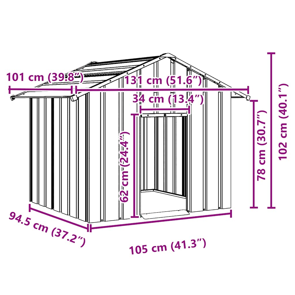 Hondenhok met dak 131x101x102 cm gegalvaniseerd staal - AllerleiShop