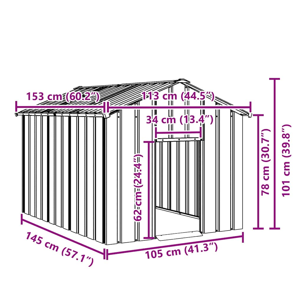 Hondenhok met dak 113x153x101 cm gegalvaniseerd staal - AllerleiShop