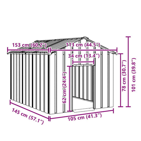 Hondenhok met dak 113x153x101 cm gegalvaniseerd staal - AllerleiShop