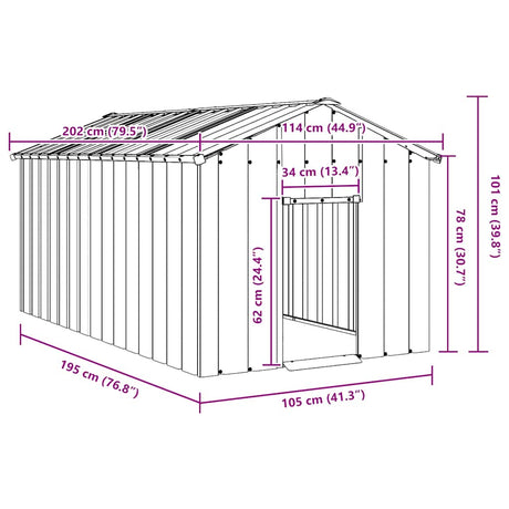 Hondenhok met dak 114x202x101 cm gegalvaniseerd staal - AllerleiShop