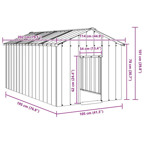 Hondenhok met dak 114x202x101 cm gegalvaniseerd staal - AllerleiShop