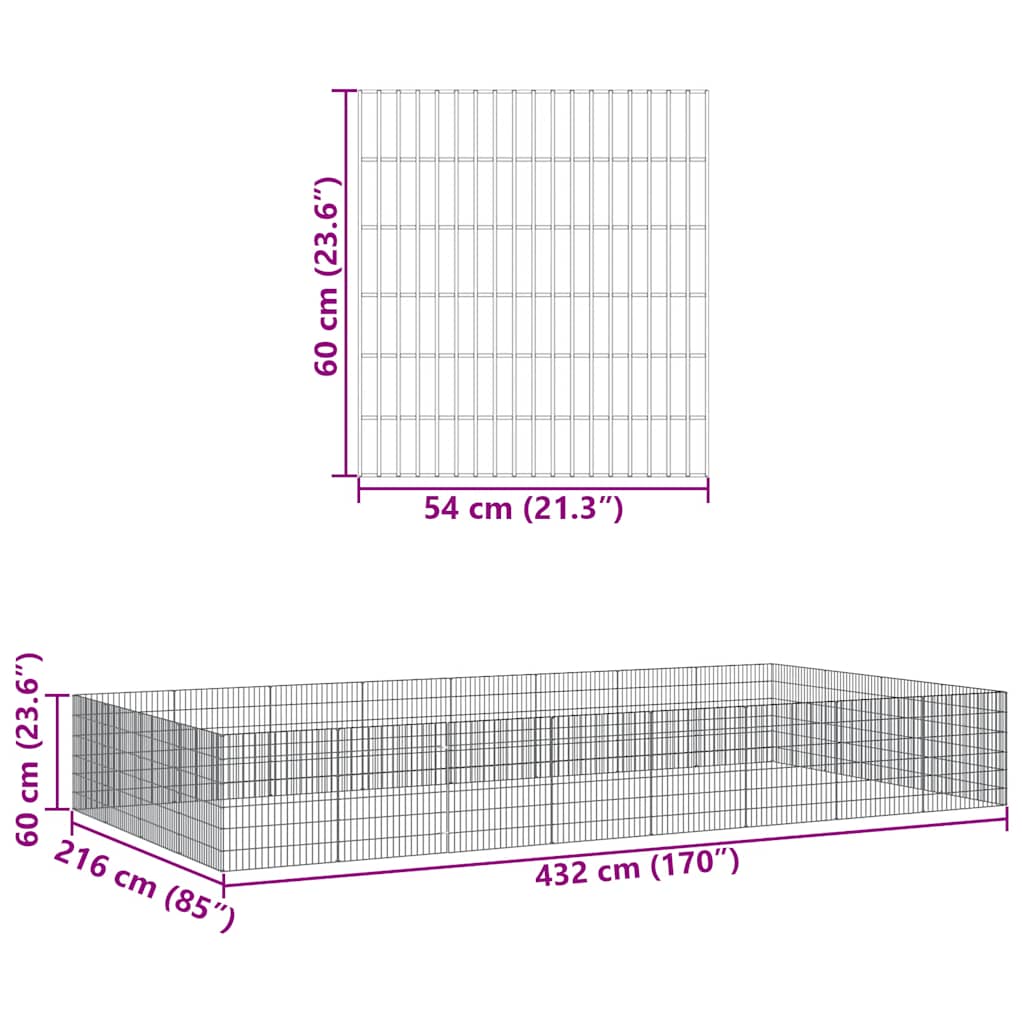 Dierenverblijf 24 panelen 54x60 cm gegalvaniseerd ijzer - AllerleiShop