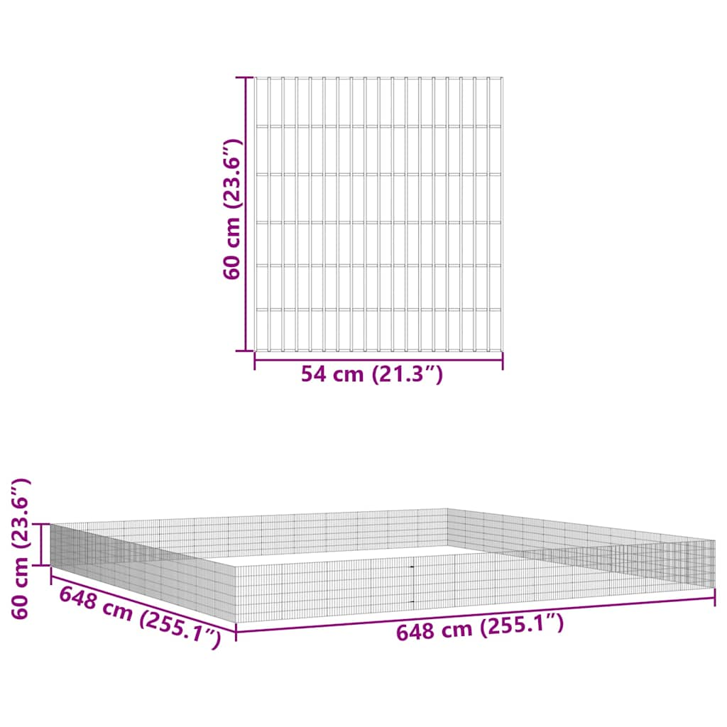 Dierenverblijf 48 panelen 54x60 cm gegalvaniseerd ijzer - AllerleiShop