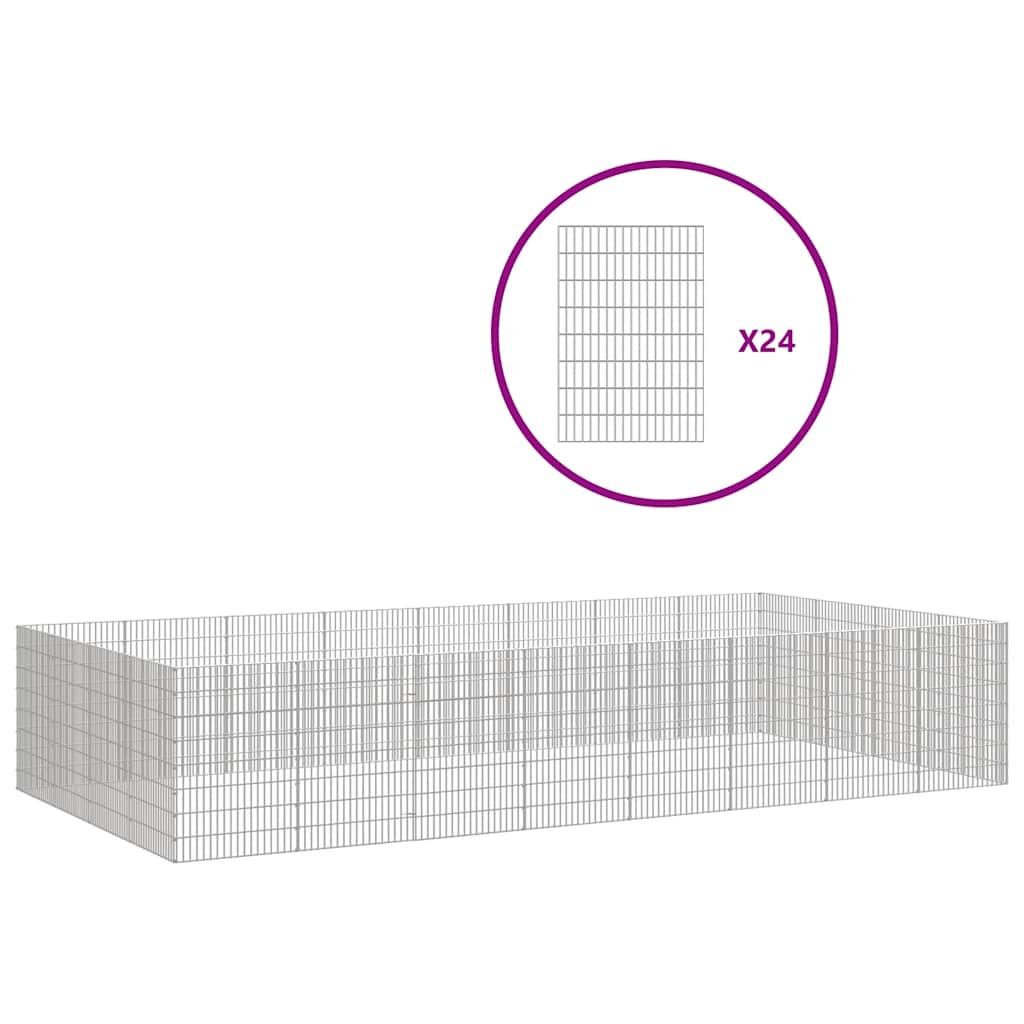 Dierenren van 24 panelen in gegalvaniseerd ijzer - 54x80 cm