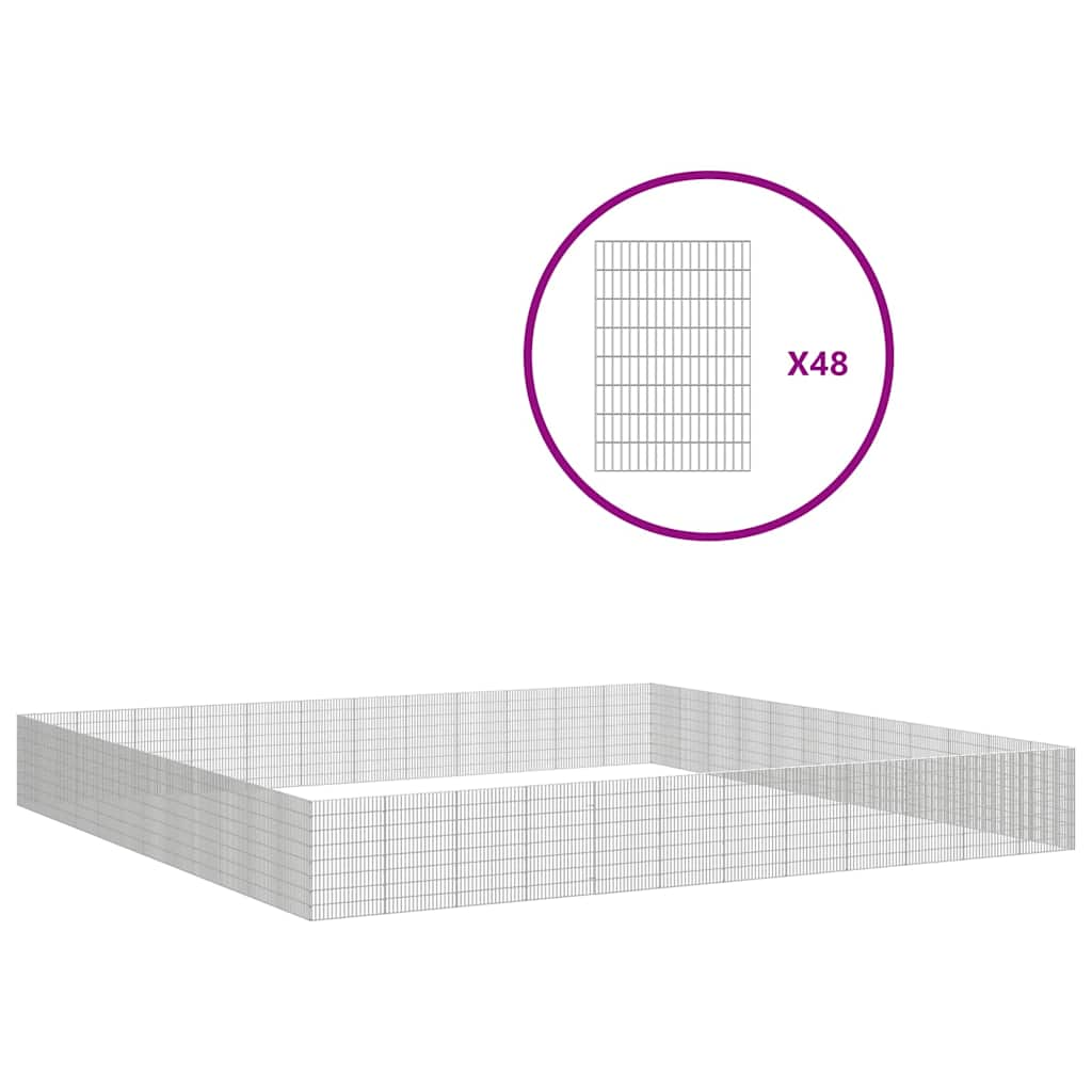 Dierenverblijf 48-panelen set 54x80 cm van gegalvaniseerd staal