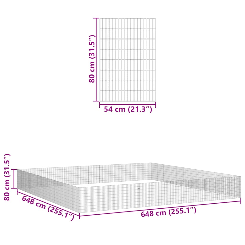 Dierenverblijf 48-panelen set 54x80 cm van gegalvaniseerd staal