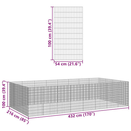 Dierenverblijf 24 panelen 54x100 cm gegalvaniseerd ijzer - AllerleiShop