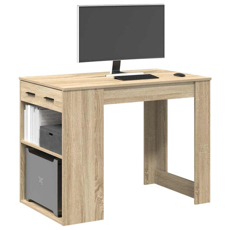 Bureau met lade&plank 102x62x77,5 cm bewerkt hout sonoma eiken - AllerleiShop