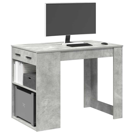 Bureau met lade en plank 102x62x77,5 cm bewerkt hout betongrijs - AllerleiShop