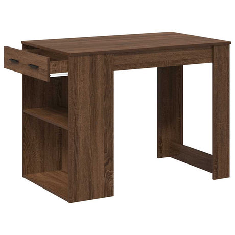 Bureau met lade en plank 102x62x77,5cm bewerkt hout bruin eiken - AllerleiShop