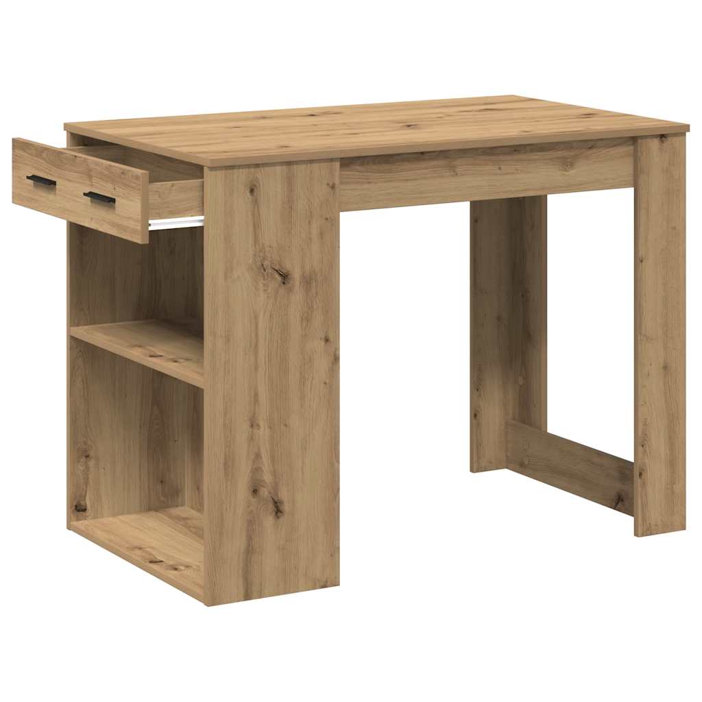 Bureau met lade en plank 102x62x77,5 cm hout artisanaal eiken - AllerleiShop