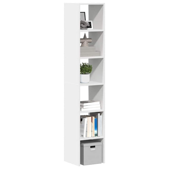 Boekenkasten 2 st stapelbaar 30x30x80 cm bewerkt hout wit - AllerleiShop