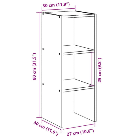 Boekenkast stapelbaar 30x30x80 cm bewerkt hout betongrijs - AllerleiShop