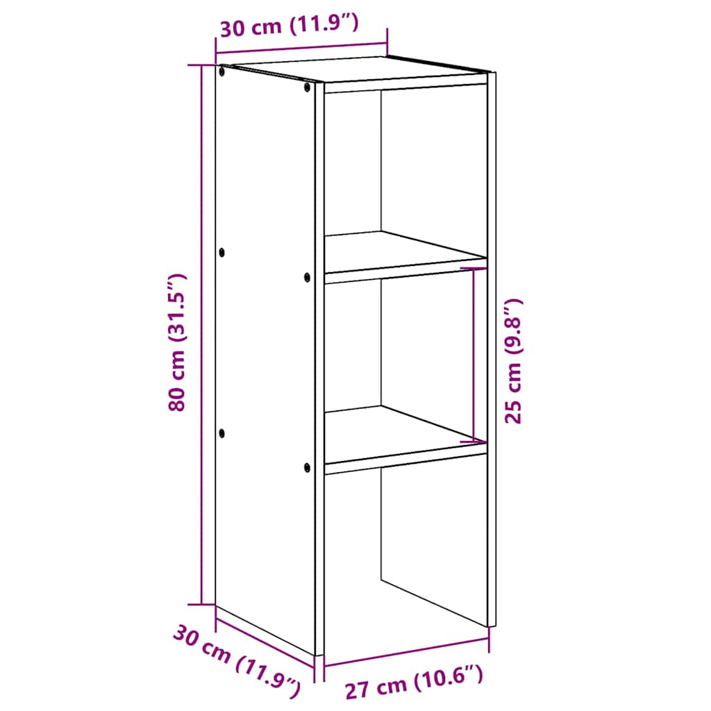 Boekenkast stapelbaar 30x30x80 cm bewerkt hout bruin eikenkleur - AllerleiShop